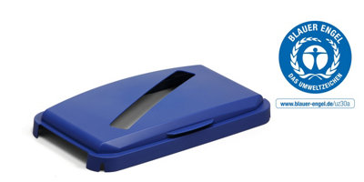 Durable 60L Bin Lid - Blue - Slot Cut-Out Hinged Lid - Image 9