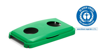 Durable  60L Hinged Bin Lid Green Two Holes For Cans/Bottles Durabin - Image 8