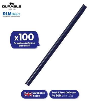 Durable A4 Spine Bar Slide Binder 6mm Strip For FilingDark BluePack Of 100 from B&Q
