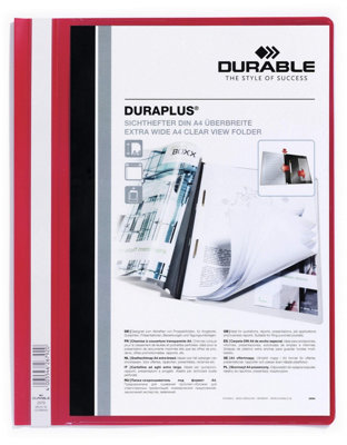 Durable Duraplus Project Folder Document Report File25 PackA4+ Red from B&Q