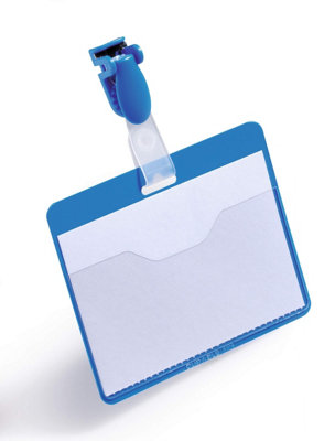 Durable Visitor Clip Badge 60x90mm Blue 25 810606 - Image 4