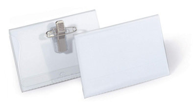 Durable Name Badge 54 X 90 mm With Combi Clip Transparent Pack Of 50 Badges Includes Blank Insert Cards Ideal For Events And from B&Q