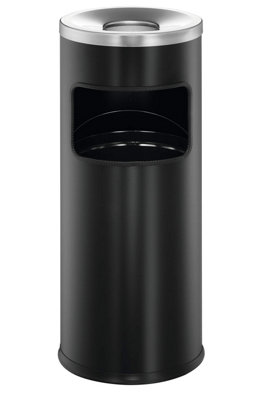 B&Q -  Round Metal Waste Bin With Fire Extinguishing Ashtray17LBlack