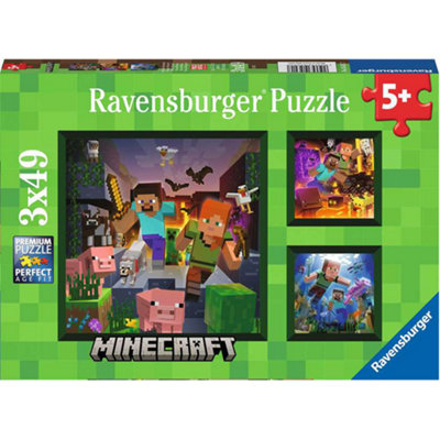 Ravensburger Minecraft Biomes 3X 49 Piece Jigsaw Puzzles – Brand New And Sealed