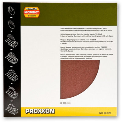 Proxxon Self Adhesive Sanding Disc 250mm320Grit (Pkt 5) from B&Q