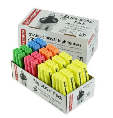 Stabilo Boss OriginalHighlighterPack Of 48With 5 Neon Colours from B&Q