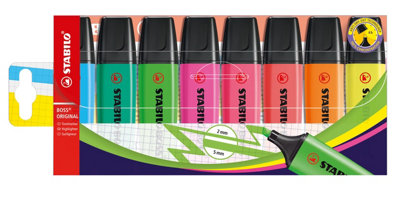 Stabilo Boss OriginalHighlighterPack Of 8Assorted Colours from B&Q