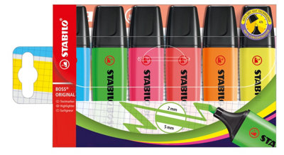 Stabilo Boss OriginalHighlighterPack Of 6Assorted Colours from B&Q