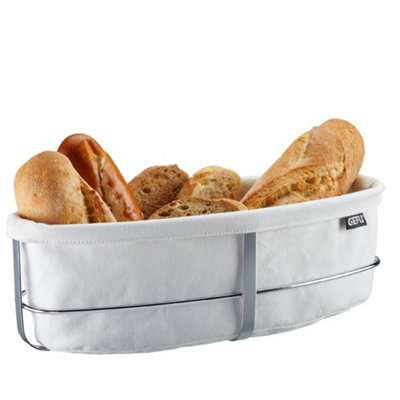 Gefu Unisex White Brunch Oval Bread Basket - Stainless Steel & Cotton In - Image 4