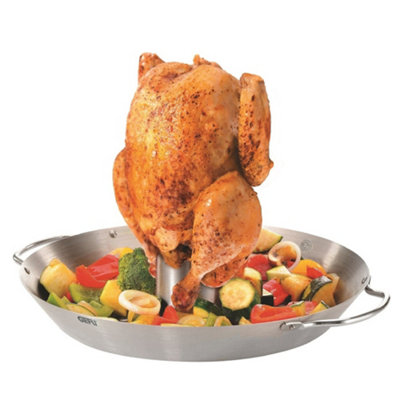 Gefu Bbq Chicken Roaster & Grill Wok Stainless Steel 2-In-1 Tool