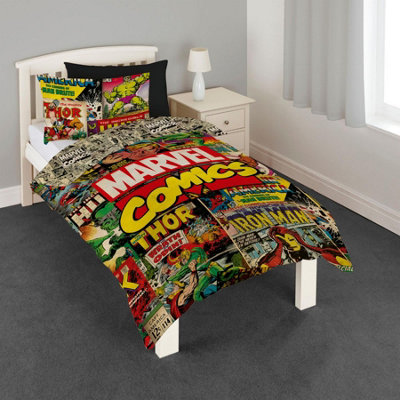 Marvel Avengers Comics Duvet Cover Set Bedding Set With Pillowcase Multi Single from B&Q
