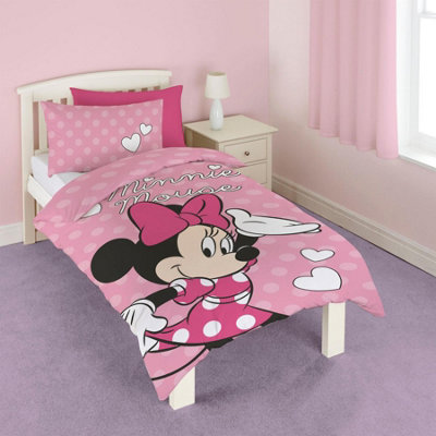Disney Minnie Mouse Spots Duvet Cover Set Bedding Set With Pillowcase Pink Single from B&Q