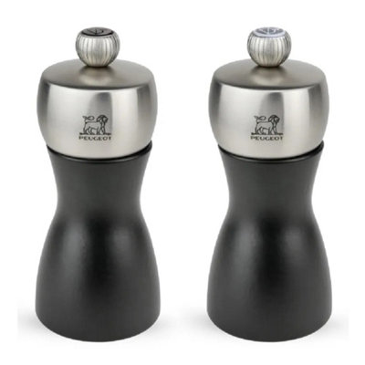 Quicksilver Salt And Pepper Grinder Set: 12Cm Peugeot Fidji Black And Stainless Steel Mill Set from B&Q