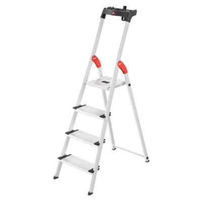 Hailo L80 Comfortline Step Ladder Deep Safety Step4 Tread from B&Q
