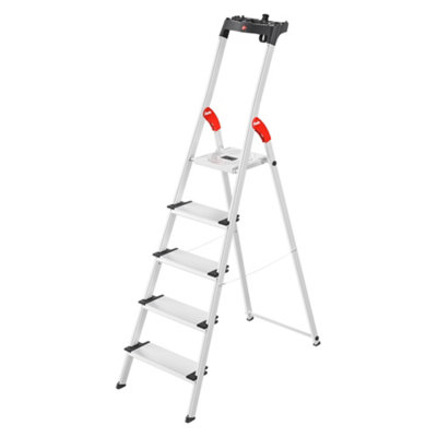 Hailo L80 Comfortline Step Ladder Deep Safety Step5 Tread from B&Q