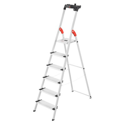 Hailo L80 Comfortline Step Ladder Deep Safety Step6 Tread from B&Q