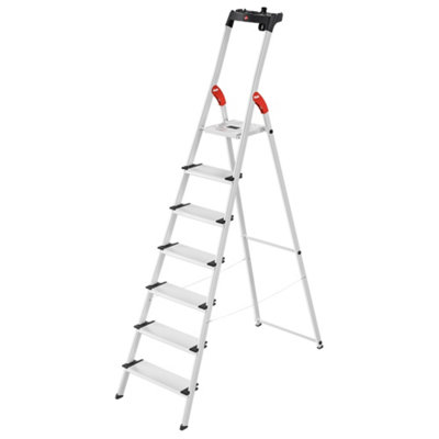 Hailo L80 Comfortline Step Ladder Deep Safety Step7 Tread from B&Q