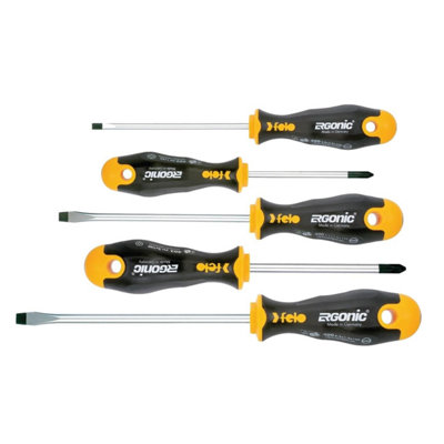 Felo Ergonic 5-Piece Screwdriver Set Slotted & Phillips Made In Germany from B&Q