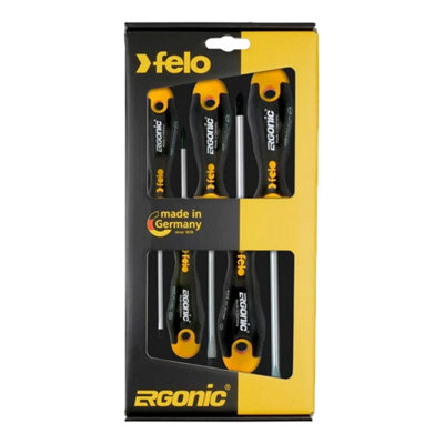 Felo Ergonic 5-Piece Screwdriver Set With Hammer CapsSlotted 4.5/5.5/7.0 mm & Ph1/ph2 from B&Q