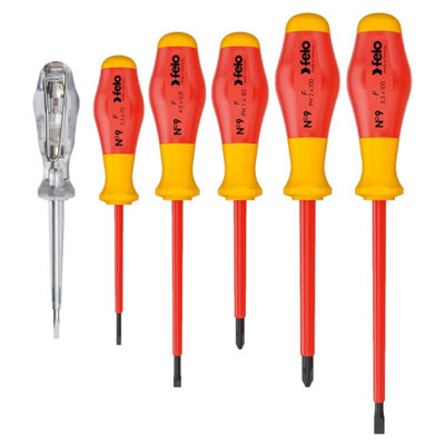 Felo Ergonic No9 Vde Insulated Screwdriver Set 6 Piece Sl/ph Model 91396198 from B&Q