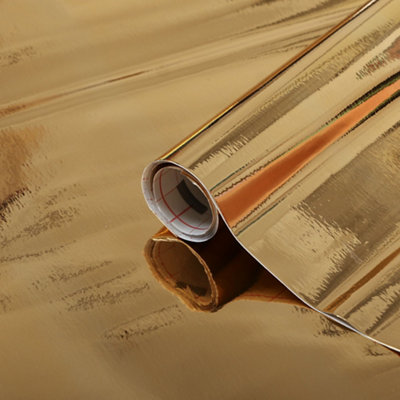 D-C-Fix Gloss Gold Effect Self-Adhesive Film (L)1.5M (W)450mm from B&Q