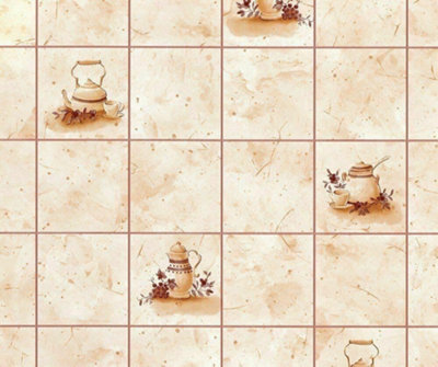 D-C-Fix Beige Brown Kitchen Tile Self Adhesive Vinyl Sticky Back Plastic 1M X 45Cm