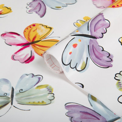 D-C-Fix Butterflies Childrens Playroom Vinyl Wrap Sticky Back Plastic Fablon 1M X 45Cm from B&Q