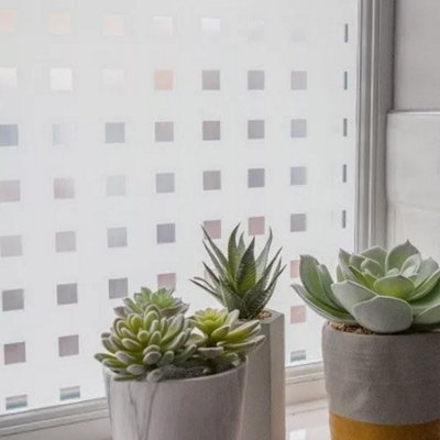 D-C-Fix Premium D C Fix Frosty Privacy Frosted Squares Static Cling Frost Window Film from B&Q