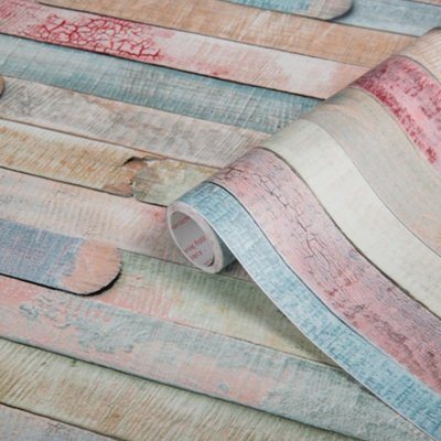 D-C-Fix Decrotive Planked Wood Woodgrain Sticky Back Plastic Self Adhesive Vinyl 1M X 45Cm from B&Q