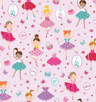 D-C-Fix Pink Girls Ballerina Childrens Vinyl Sticky Back Plastic Fablon 1M X 45Cm from B&Q