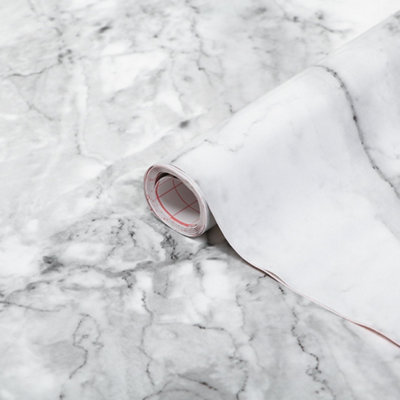D-C-Fix Romeo Gloss Marble Effect Self-Adhesive Film (L)2.1M (W)900Mm Grey