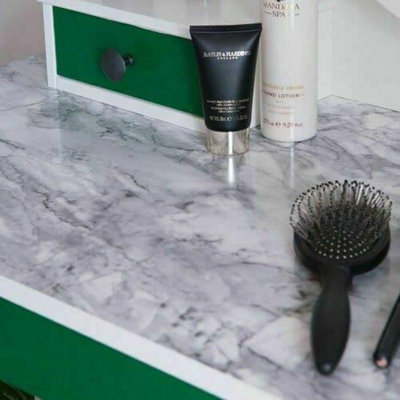 D-C-Fix Black/White X 45Cm Romeo Glossy Self Adhesive Marble Sticky Back Plastic Vinyl 1M