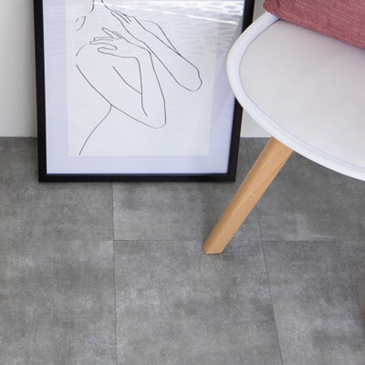 D-C-Fix Concrete Grey 30.48 X 30.48Cm Self-Adhesive Vinyl Floor Tiles Pack 11 (1Sqm) from B&Q