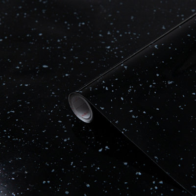D-C-Fix Concrete Mid Sheen Black Granite Effect Vinyl Self-Adhesive Film (L)2M (W)675mm