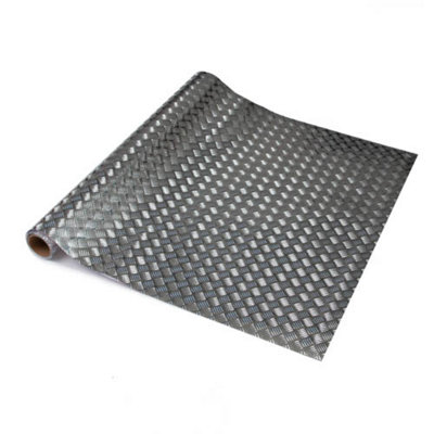 D-C-Fix Metallic Chequer Plate Silver 67.5Cm X 2M Premium Self-Adhesive Vinyl Wrap For Decoration