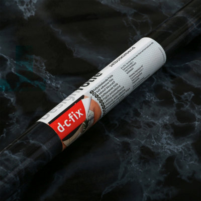 D-C-Fix Black Marble Self-Adhesive Furniture Wrap (L)15M (W)675mm