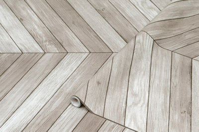 D-C-Fix Chevron Grey Woodgrain Sticky Back Plastic Self Adhesive Vinyl Wrap 1M X 67.5Cm