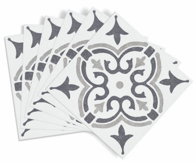 D-C-FixSelf Adhesive Wall Tile Jamila Grey15Cm X 15Cm / Pack Of 6 from B&Q