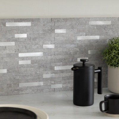 D-C-Fix Metal And Stone Premium Self Adhesive Composite Wall Tile 29.2Cm (W) 29.7Cm (H) 0.3Cm (D) from B&Q