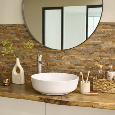 D-C-Fix Slate Copper Premium Self Adhesive Composite Wall Tile 29.2Cm(W) 29.7Cm(H) 0.3Cm(D) from B&Q
