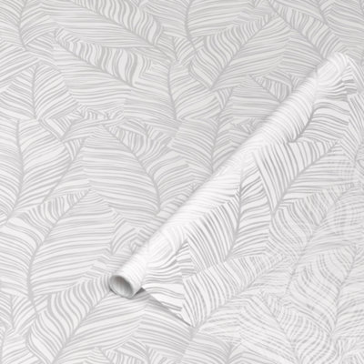 D-C-Fix White Leaves Mid Sheen & Transparent Frosted Effect Window Privacy Film (L)1.5M (W)450Mm