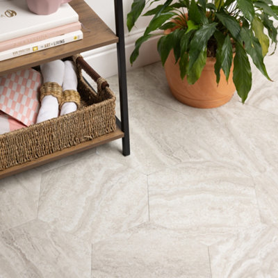 D-C-Fix Natural Travertine Effect Self-Adhesive Vinyl Tile0.6M² from B&Q