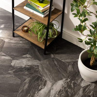 D-C-Fix Black Stone Effect Self-Adhesive Vinyl Tile0.6M² from B&Q