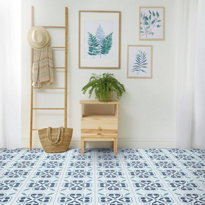 D-C-Fix Oriental Flower 30.48 X 30.48Cm Self-Adhesive Vinyl Floor Tiles Pack 11 (1Sqm) from B&Q