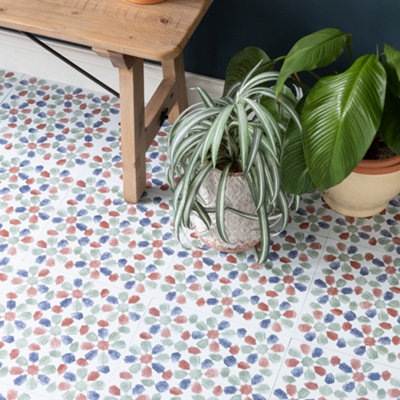 D-C-Fix Spanish Leaves 30.48 X 30.48Cm Self-Adhesive Vinyl Floor Tiles Pack 11 (1Sqm) from B&Q