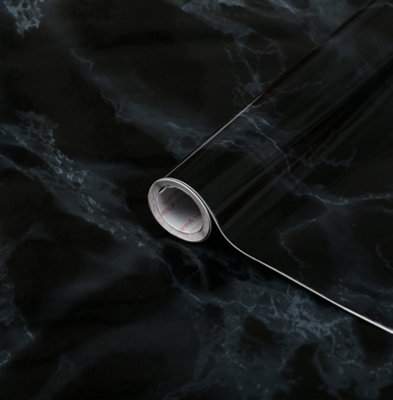 D-C-Fix Black Marble Self Adhesive Kitchen Worktop Vinyl Sticky Back Plastic Vinyl 2.1M X 90Cm from B&Q