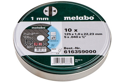 Metabo 616359000 Cutting Discs Sp 125 X 1.0 X 22.23mm Inox Tf 41 X10 Pcs from B&Q