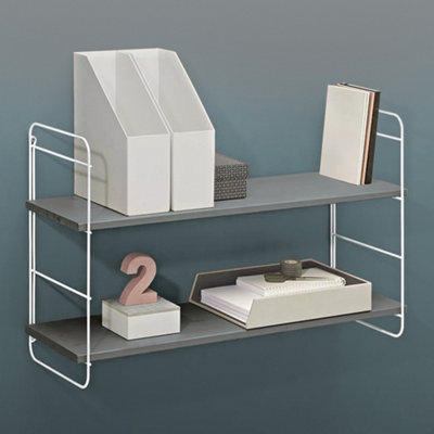 RB UK Shelf Depot Hanging Shelf Grey Pine Wood (L) 800mm (D) 250mm (H) 900mm from B&Q