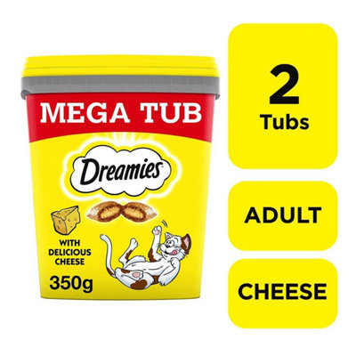 2 X 350G Dreamies Adult Cat Treats Mega Tubs Cheese Cat Biscuits 700G from B&Q