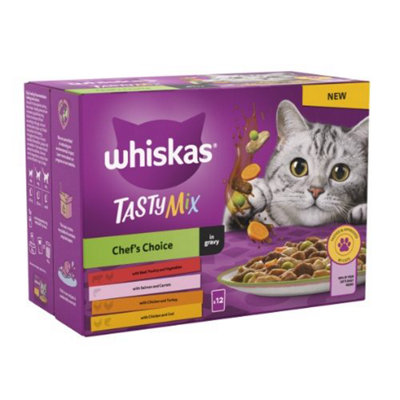 B&Q -  1+ Chef's Choice Mix Adult Wet Cat Food Pouch In Gravy 12 X 85G (Pack Of 4)